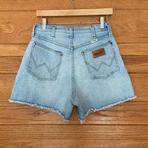 Wrangler high rise light wash cutoff shorts